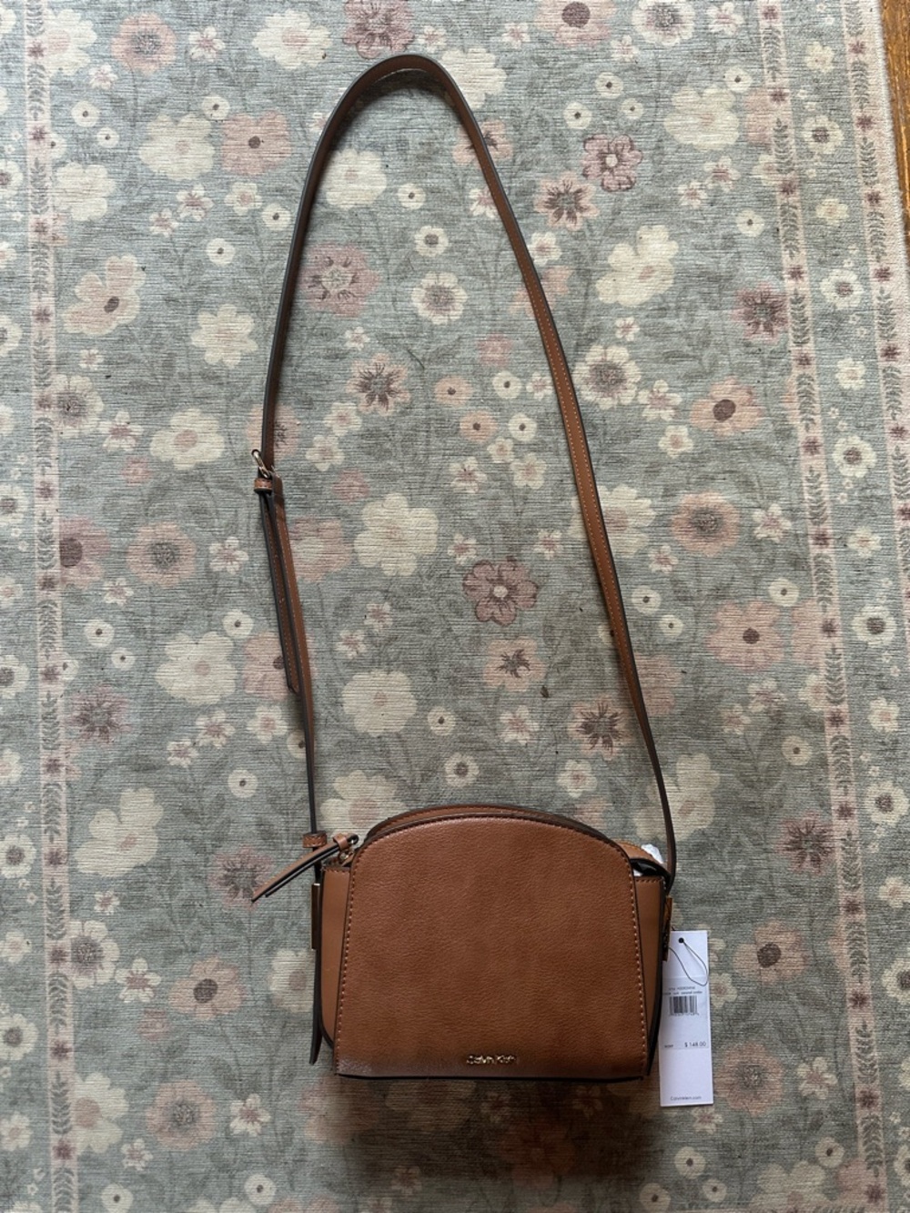 Calvin Klein Brown Tan Leather Crossbody Bag